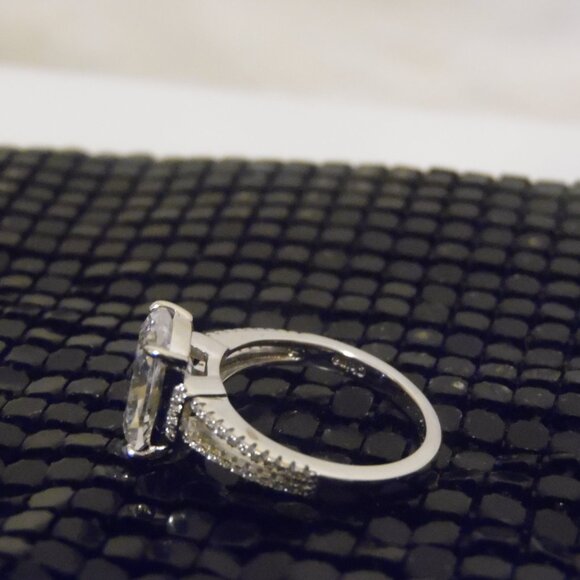 Radiance by Absolute Cushion cut Solitaire Simulated Diamond Ring Size 9 - Picture 2 of 5